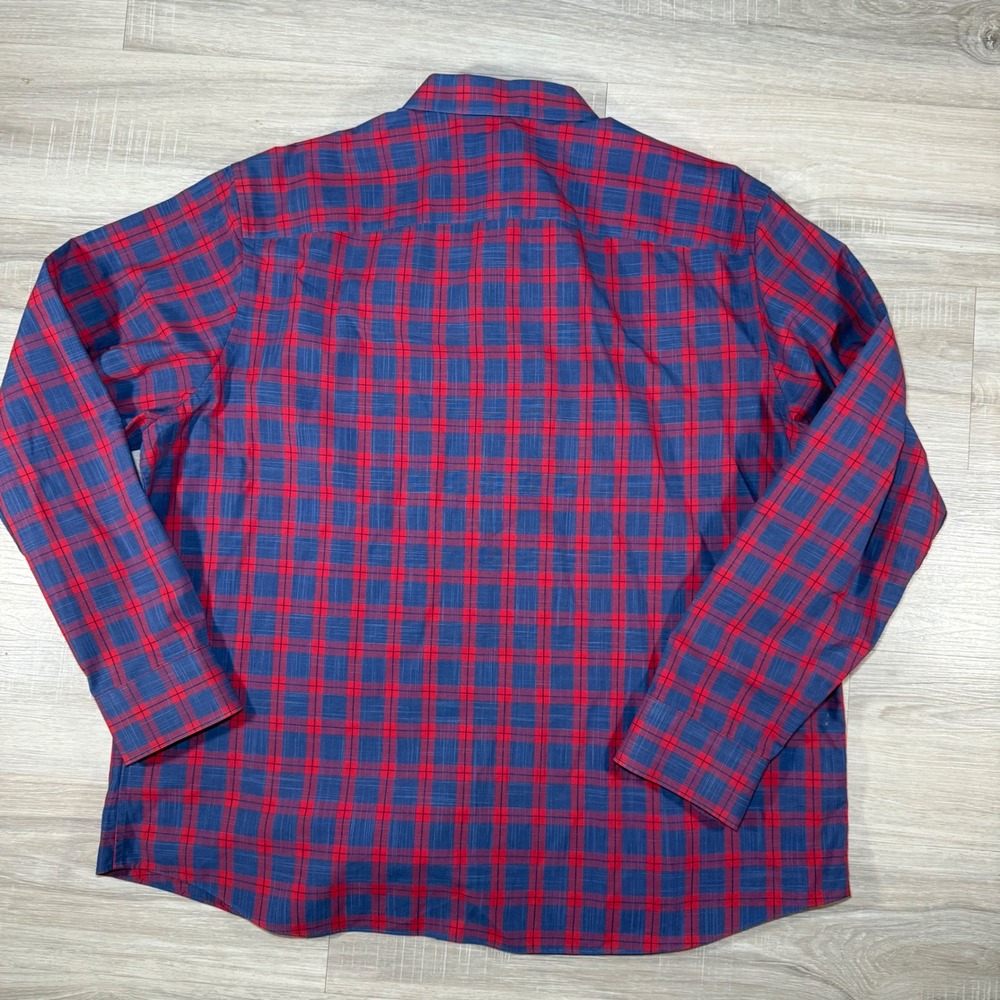 UNTUCKit Men's Red & Blue Plaid‎ Button Down Long Sleeve Shirt Casual Multicolor - Picture 4 of 6